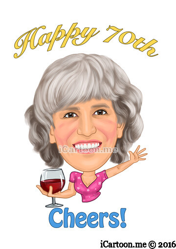 Caricature for 70th birthday cake