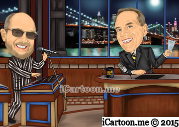 Caricature Gift - look like David Letterman and Paul Shaffer on their CBS set