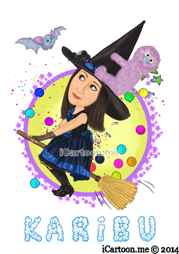 kids comedian witch caricature logo