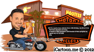 Birthday invitation - Hooters and Harley Davidson theme