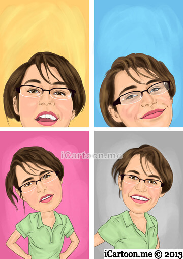 Caricature gift from photos - four headshots