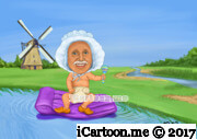 father as a baby in a diaper in the Amsterdam windmills background