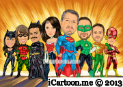 Our team - super heros group caricature
