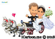 harry and meghan wedding caricature - carriage