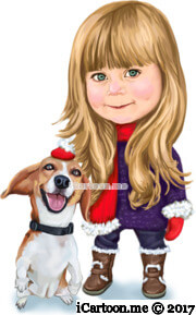 girl and dog in winter