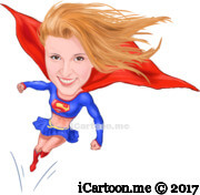superwoman flying caricature
