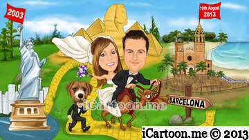 wedding caricature - our journey