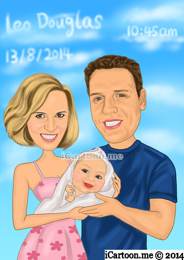 Photo to caricature for birth announcement