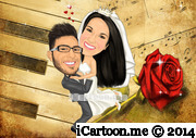 wedding caricature in musical background
