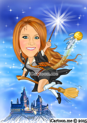 Drawing from photo - female harry potter caricature