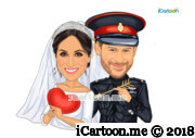 harry and meghan wedding caricature - sweet heart