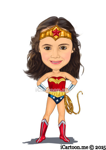 Cartoon from photo - wonder woman standing with arms on hips
