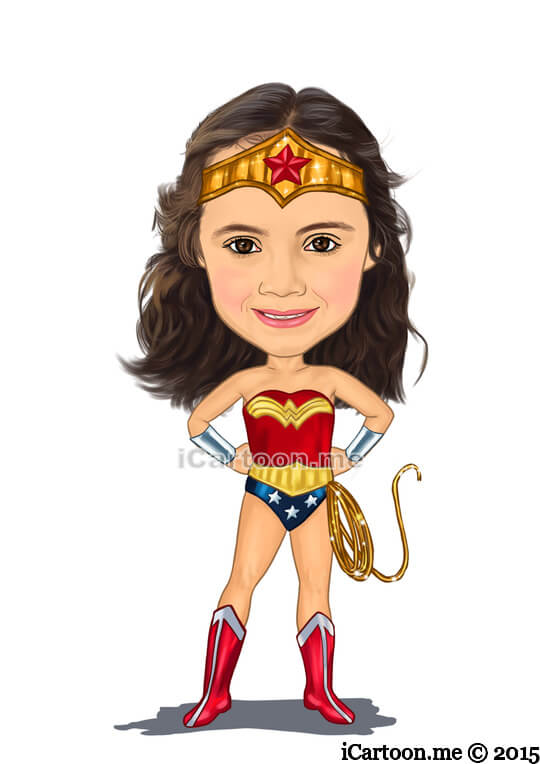 Cartoon from photo - wonder woman standing with arms on hips
