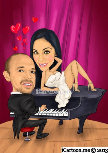 Wedding save the date card - stage and piano version